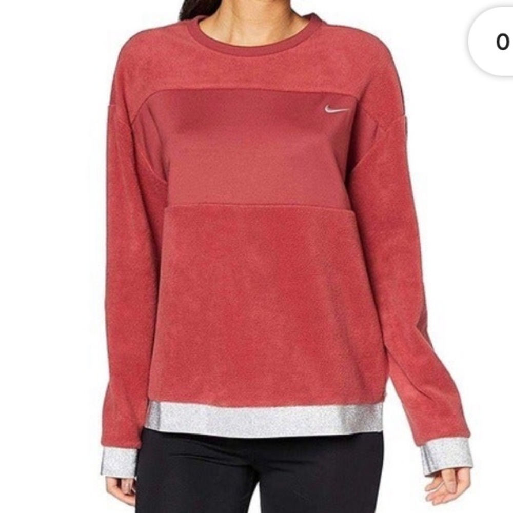 Nike Therma Icon Clash Fleece Crew Neck Pullover red sweatshirt size medium​​​